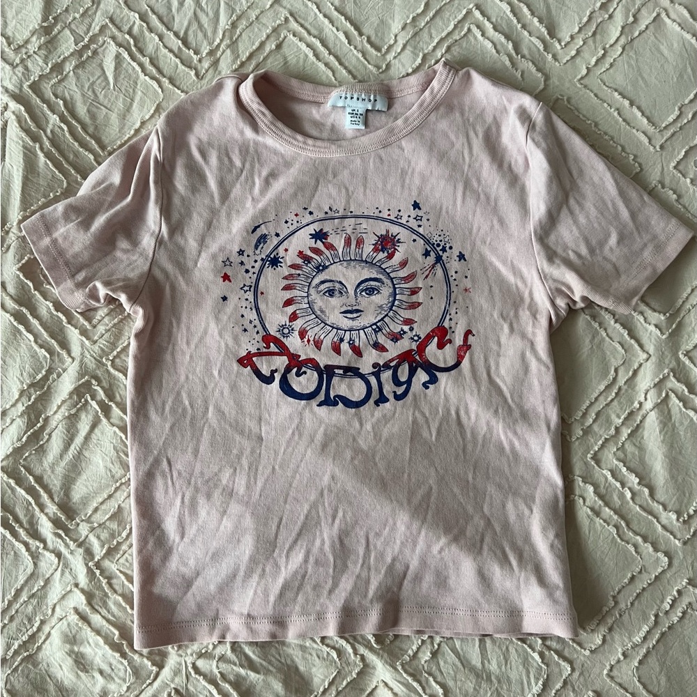 Topshop Zodiac Graphic Tee - Light Pink
